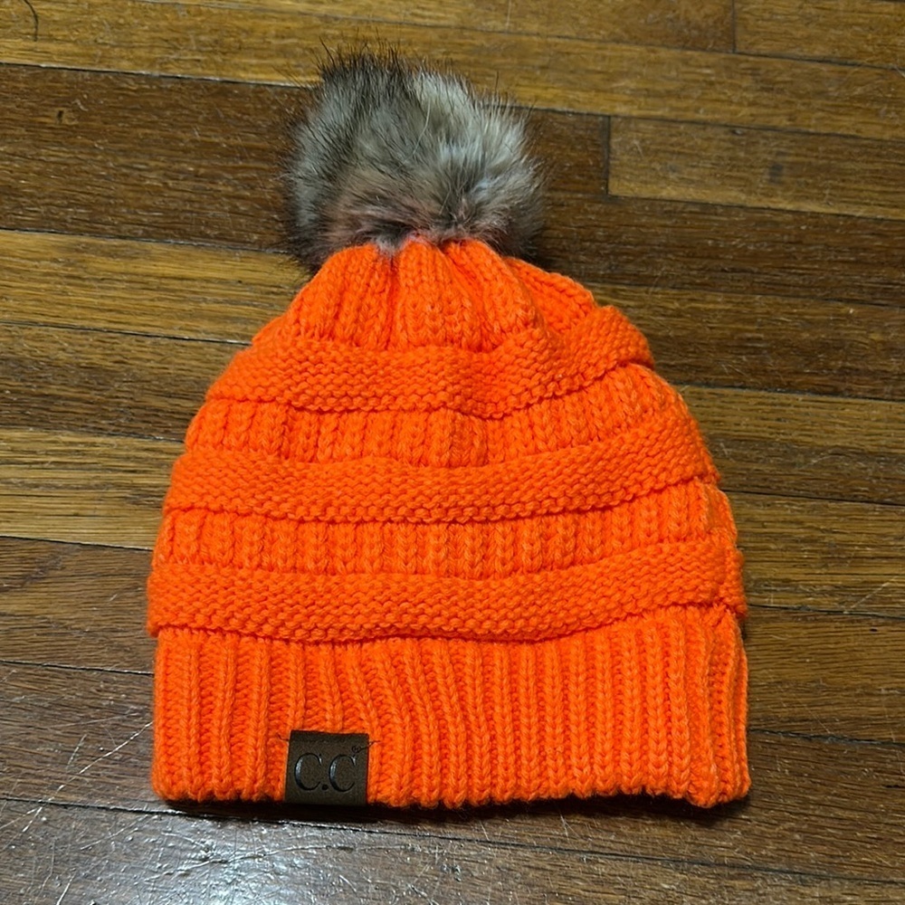 C.C. Women’s Fleece Lined Slouch Beanie, Bright Orange